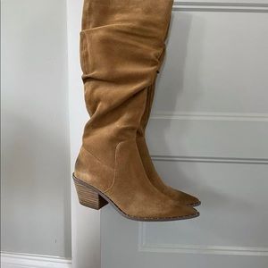 Charles David patrol boots slouch suede 8 studded